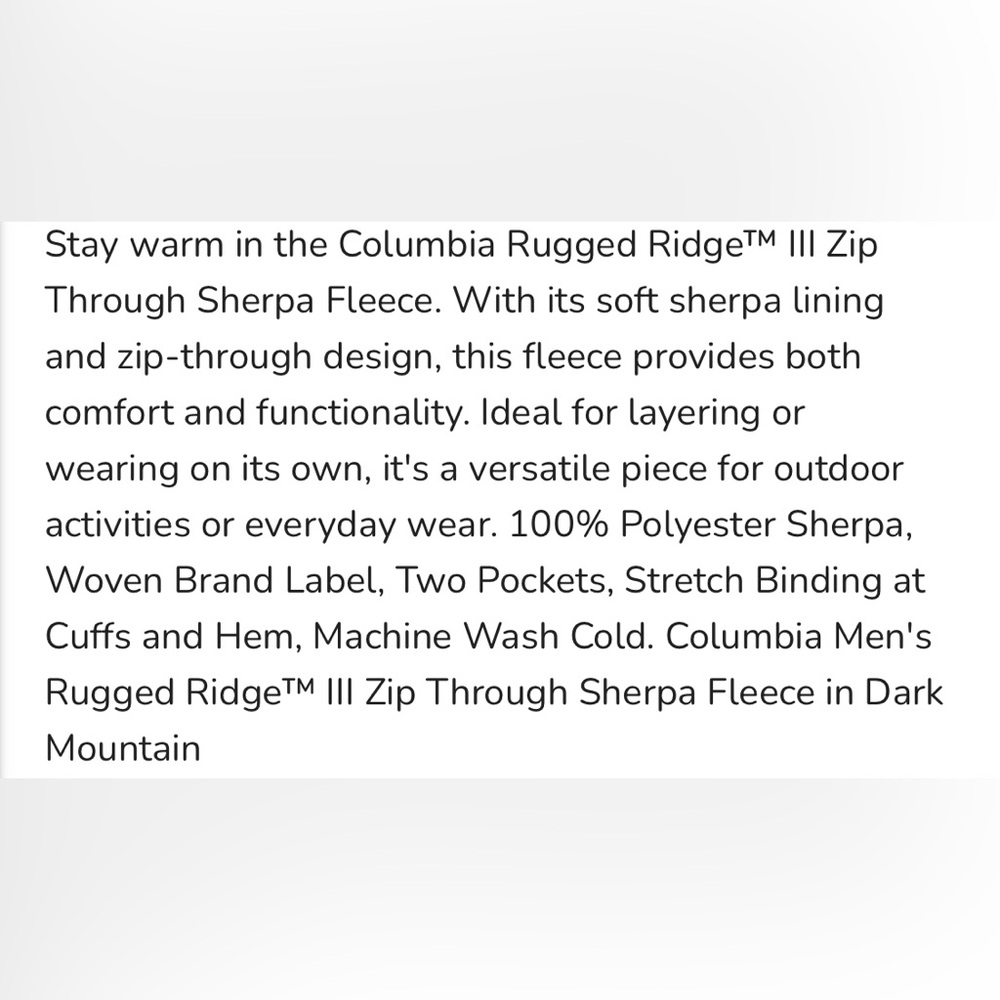 Columbia Smoke Blue Rugged Ridge Sherpa Fleece Jacket (M) - Picture 3 of 14